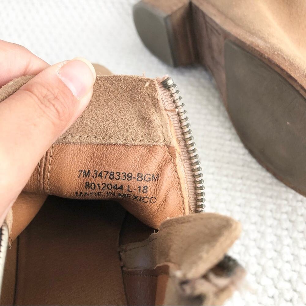 Frye Beige Taupe Suede Ray Western Shootie Ankle Boot Double Silver Buckles 7 - Picture 11 of 11